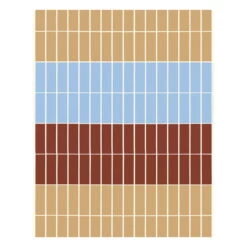 Marimekko Tiiliskivi Stoff, Beige - Hellblau - Rotbraun